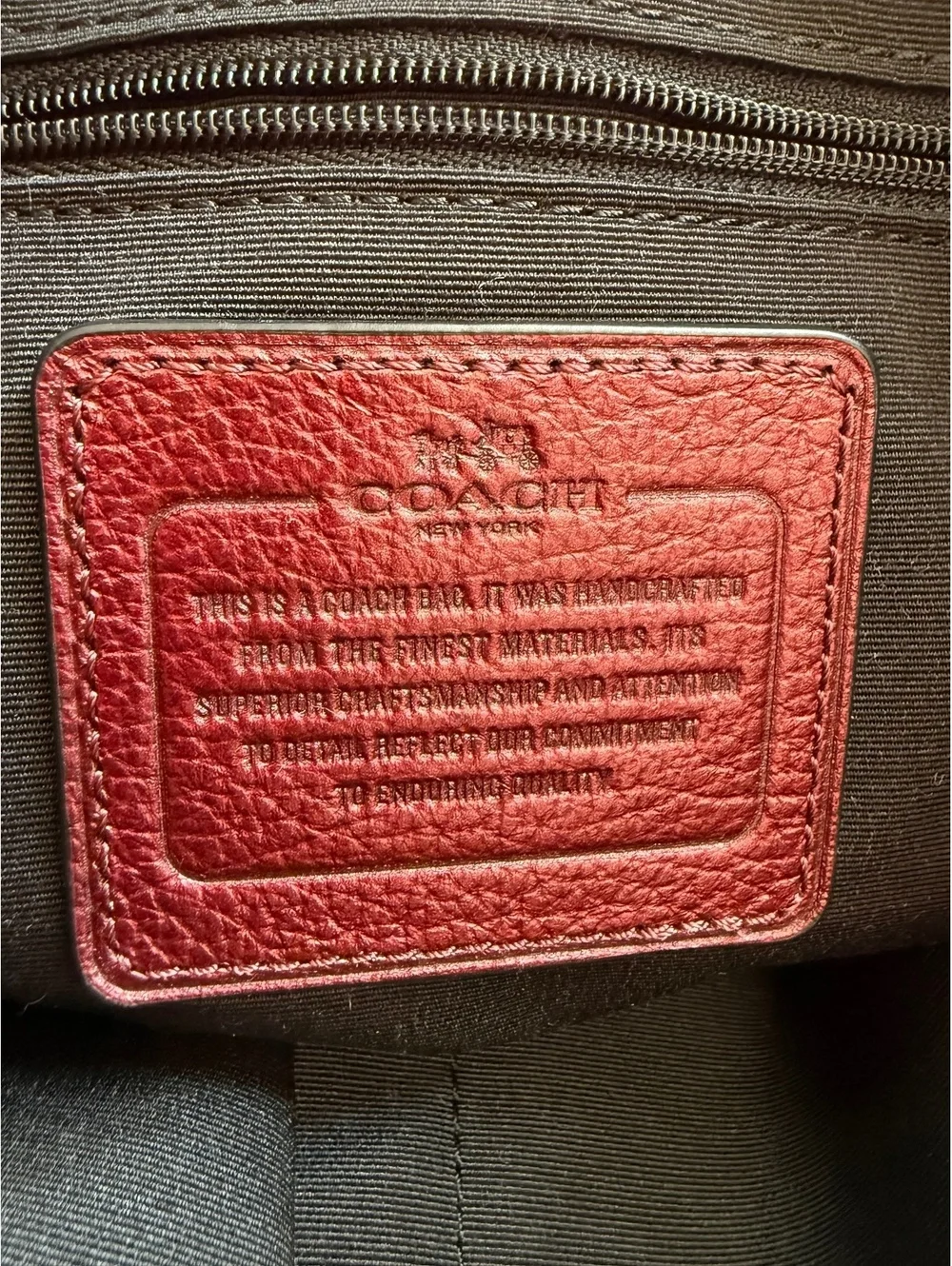Coach Mickie Satchel Pebbled Leather Bag with Adjust Strap in Metallic Cherry